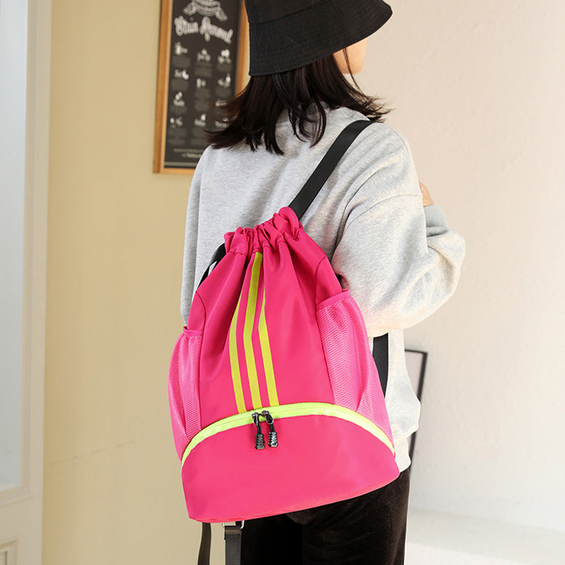 Large Nylon Drawstring Pocket Backpack