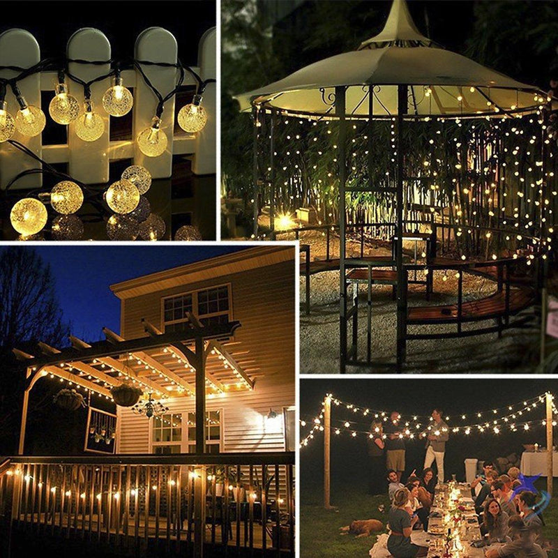 Solar-Powered Crystal Ball String Lights