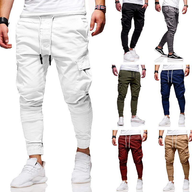 Solid Color Drawstring Casual Joggers